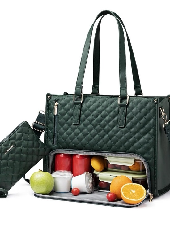 Packuumbags Handbags - Packuum Green 3 in 1 Work or Travel Tote Bag with Wristlet
